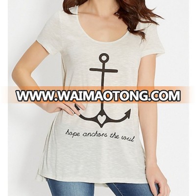 Summer season fashion Anchor pattern Women Printed t-shirt